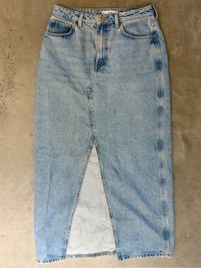 Light Blue Denim Maxi Skirt - MANGO